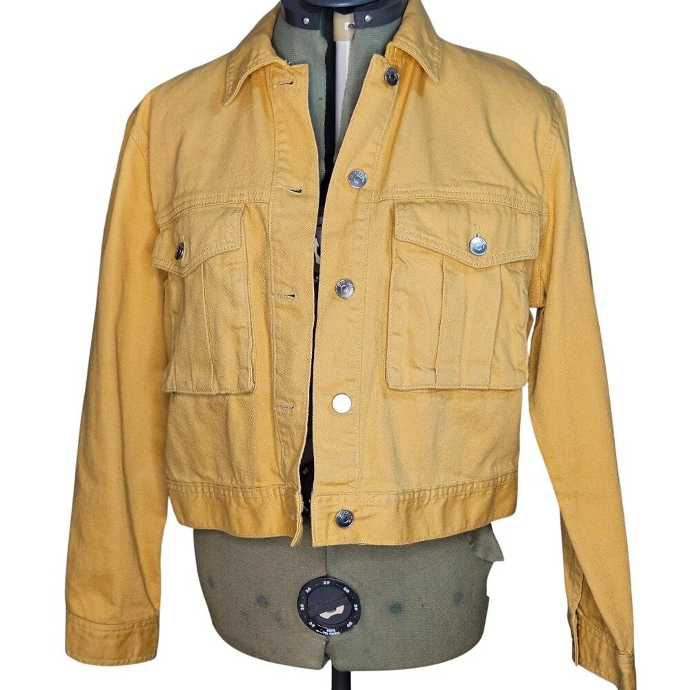 Y2K Divided streetwear pocketed mustard yellow 100% cotton denim jacket M